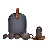 Portable Zisha Clay Tea Set - 4-Piece Travel Kit with Carry Bag